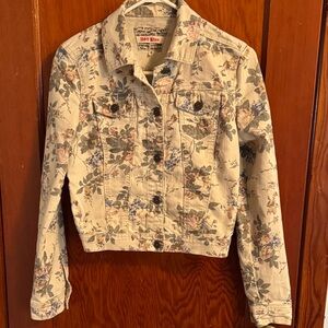 Hot Kiss Cream Floral Jean Jacket Size S